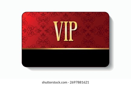 Premium VIP-Karte mit goldenen Elementen auf schwarz-rotem Hintergrund. Nur Mitglieder	