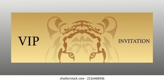 Plantilla VIP de Invitación Premium con tigre de oro abstracto - símbolo zodiaco chino. Diseño de fondo moderno para invitación, tarjeta, certificado de regalo, vale, volante, cupón