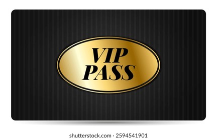 Premium VIP pass card template, golden sign. Elegant vector illustration for party, award, casino, events, hotel, airlines, membership