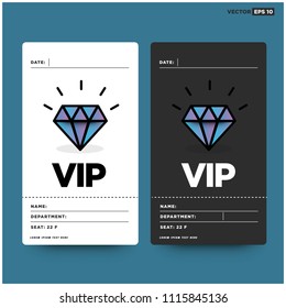 Premium VIP Tag ID Card Badge with Diamond Vector Icon Illustration in Flat Style Design