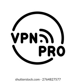 Premium VPN Pro Wireless Network Outline Vector Graphic Sign