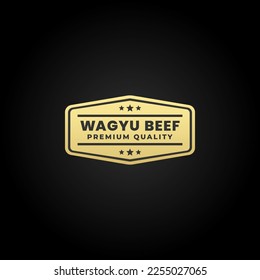 Sello de carne de vaca wagyu premium o vector de la etiqueta de carne wagyu sobre fondo negro. mejor etiqueta de carne de vaca wagyu para el mejor producto. Elegante sello de carne de ternera wagyu para carne original de japón.