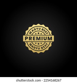 premium wagyu beef seal vector or wagyu beef label vector on black background. best wagyu beef label for the best product. Elegant wagyu beef seal for original meat from japan.