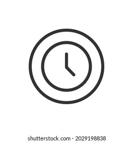 Premium wall clock line icon for app, web and UI. Vector stroke sign isolated on a white background. Outline icon of wall clock in trendy style.