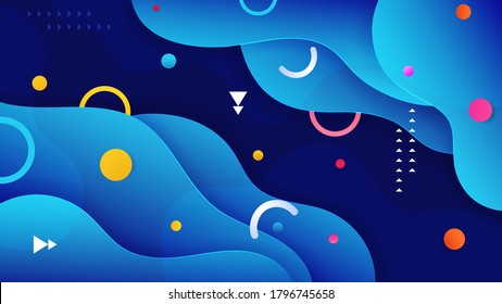 Premium wavy blue background with colorful background. Vector background. Eps 10