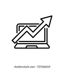 Premium web analytics icon or logo in line style. High quality sign and symbol on a white background. Vector outline pictogram for infographic, web design and app development.