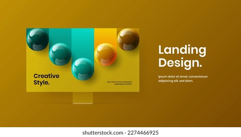 Premium web project vector design layout. Isolated monitor mockup site illustration.
