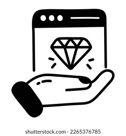 Premium-Website in der Hand, handgezeichnet Symbol 