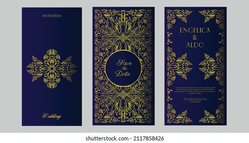 premium wedding invitation design template in royal style elegant gold concept. royal concept gold ornament.