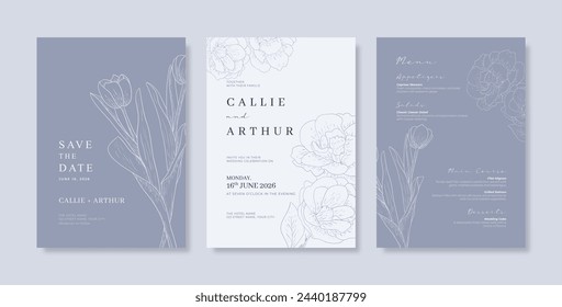 Premium wedding invitation template. engraved wedding invitation template. Wedding engagement template