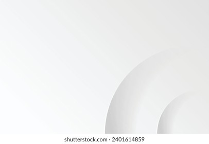 Premium White Abstract Curve Background, Minimalist Concept. White Circle Gradient Pattern Background with Light Lines for Advertising, Business, Corp