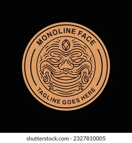 Premium Wood Mask Logo Vector Graphic Design illustration Vintage style Anatomy Emblem Symbol and Icon