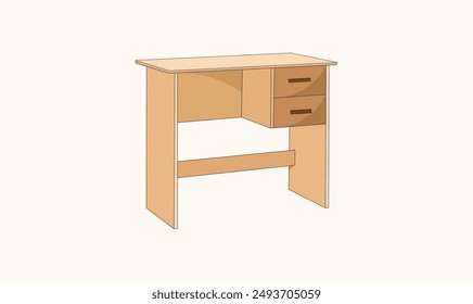 Ilustración vectorial de mesa de ordenador de madera Premium para su uso.