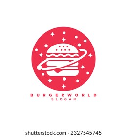 Premium world of burger with star logo design badge for your brand or business