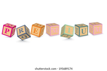 PREMIUM escrito con bloques alfabéticos - ilustración vectorial