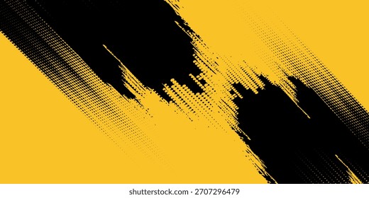 Fundo amarelo premium e preto com ponto meio-tom padrão elemento. escuro