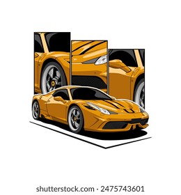 Premium Yellow Car Vector Design for T-Shirt Design