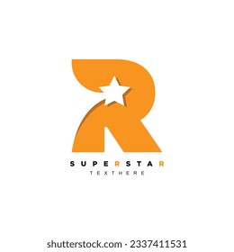 Premium yellow letter R superstar logo design for your brand or business