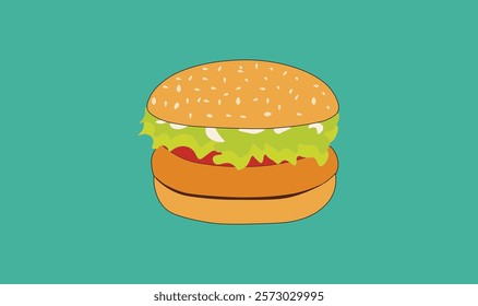 Premium yummy burger vector illustration for use.