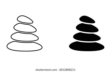 Premium Zen stone stack icon set for wellness and meditation application UI Vector Icon Isolated on White Background