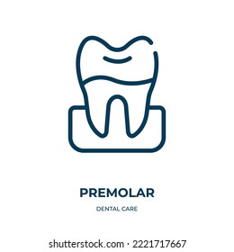 Premolar icon. Linear vector illustration from dental care collection. Outline premolar icon vector. Thin line symbol for use on web and mobile apps, logo, print media.