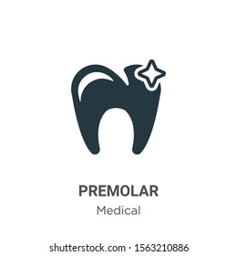 Premolar vector icon on white background. Flat vector premolar icon symbol sign from modern medical collection for mobile concept and web apps design.