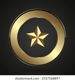 Un emblema de estrella de Botón premium encerrado en un marco cuadrado redondeado, un lujoso Botón circular que le da un aspecto lujoso y premium, Ilustración vectorial de Anuncio