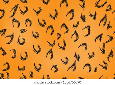 Premuim Leopard Print. Black Leo Spots on Orange Texture. Luxury Animal Print. Seamless Pattern. Vector Design. Cheetah Original Ornament. Safari Fabric Luxury Design.