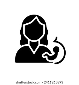 Prenatal care black glyph icon. Planning pregnancy. Mother and baby health screening. Pregnant woman checkup. Silhouette symbol on white space. Solid pictogram. Vector isolated illustration