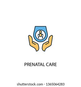 Prenatal care concept 2 colored line icon. Simple yellow and blue element illustration. Prenatal care concept outline symbol design