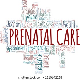 Prenatal care vector illustration word cloud isolated on a white background.