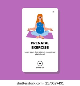 prenatal exercise vector. pregnant yoga sport, workout pilates, fitness gym prenatal exercise character. people flat cartoon illustration