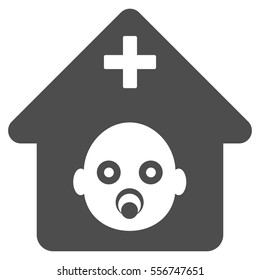 Prenatal Hospital vector icon. Flat gray symbol. Pictogram is isolated on a white background. Designed for web and software interfaces.