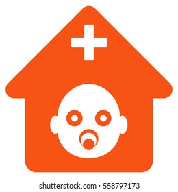 Prenatal Hospital vector icon. Flat orange symbol. Pictogram is isolated on a white background. Designed for web and software interfaces.