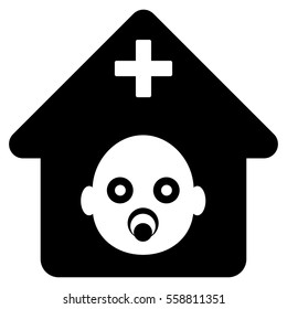 Prenatal Hospital vector icon. Flat black symbol. Pictogram is isolated on a white background. Designed for web and software interfaces.