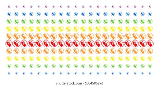 Prenatal icon spectrum halftone pattern. Vector symbols organized into halftone matrix with vertical rainbow colors gradient. Designed for backgrounds, covers, templates and abstract concepts.