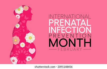 Prenatal Infection (GBS) prevention month is observed every year in February, to promote awareness of infections transmitted from mother to baby. Vector illustration