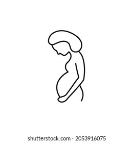 Prenatal period line icon isolated on white background. Concept motherhood and expecting baby. Outline flat design. Linear vector illustration.