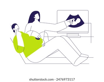 Prenatal ultrasound screening abstract concept vector illustration. Expecting parents deals with ultrasound screening, diagnostic procedures for pregnant, medical examination abstract metaphor.