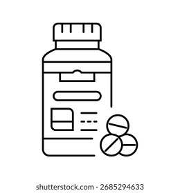 Icono de línea de vitaminas prenatales. Vector de vitaminas prenatales. Ilustración negra de contorno aislado