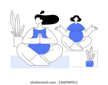 Ilustración vectorial de concepto abstracto de yoga prenatal. Grupo de mujeres embarazadas haciendo gimnasia juntos, medicina reproductiva, gimnasia prenatal, metáfora abstracta del proceso de meditación.