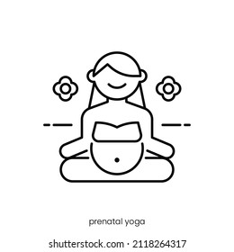 Prenatal Yoga Icon. Outline Style Icon Design Isolated On White Background