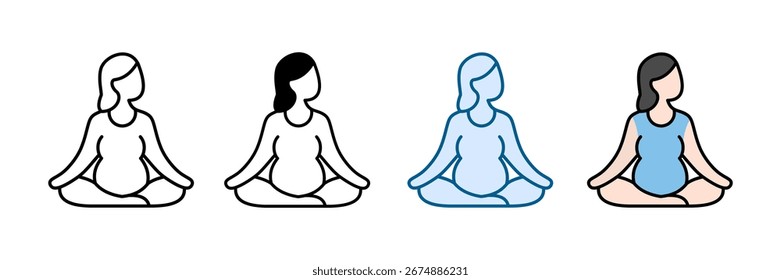 Prenatal Yoga Icon Set Multiple Style Collection