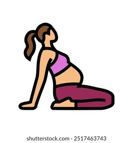 ioga pré-natal aptidão grávida cor ícone vetor. ioga pré-natal sinal de aptidão grávida. ilustração símbolo isolado