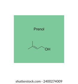 Prenol skeletal structure diagram.Hemiterpenoid molecule scientific illustration.