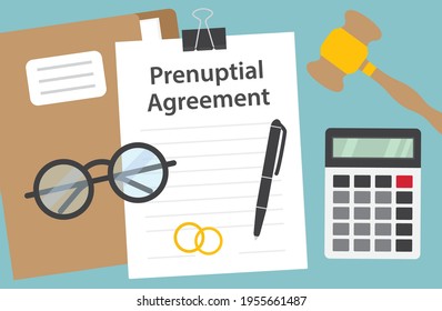 prenuptial agreement paper signing concept - vector illustration