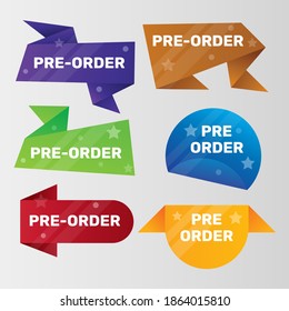 Pre-order badges or ribbon banners. - Vector.