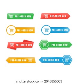 Pre-Order Button Color Set. Vector Stock Illustration