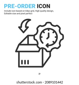 Pre-order icon vector illustration logo template isolated on white background. Vector icon with line style for e commerce, web design, ui, ux, print, mobile apps and project. Editable size and stroke