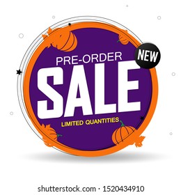 Pre-Order Sale banner design template, Autumn discount tag, Fall offer, vector illustration